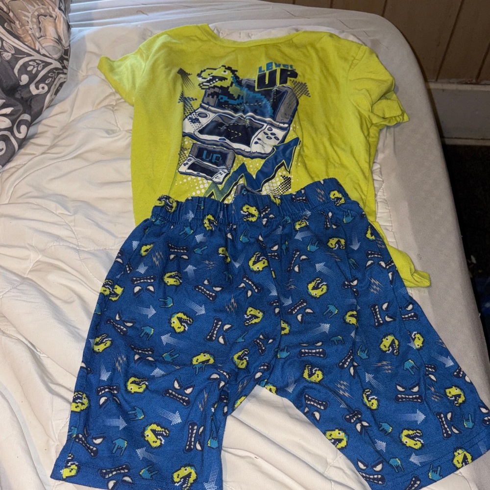 Kids Dinosaur Pajama Set - Yellow and Blue